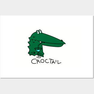 Funny crocodile with cocktail Posters and Art